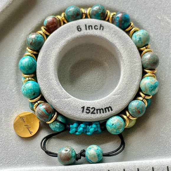 🌟 Handmade agate gemstone beaded turquoise bracelet - Picture 5 of 5